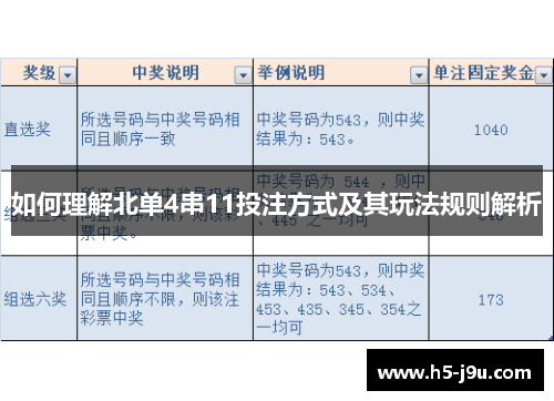 如何理解北单4串11投注方式及其玩法规则解析