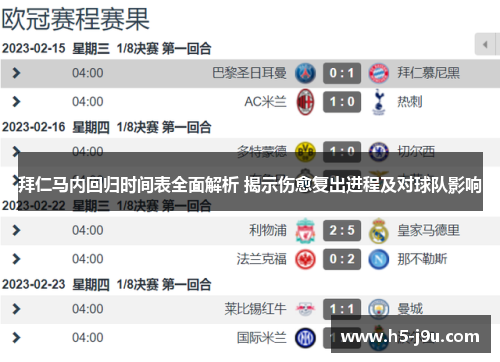 拜仁马内回归时间表全面解析 揭示伤愈复出进程及对球队影响